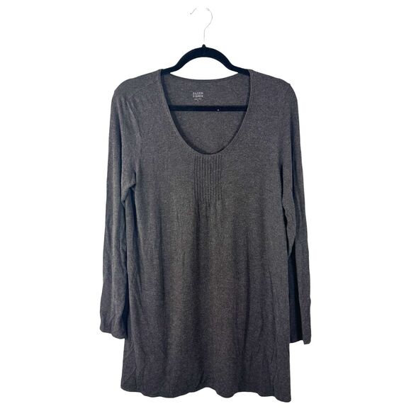 Eileen Fisher Grey Long Sleeve Flowy Tunic Blouse Size Large - Picture 1 of 4